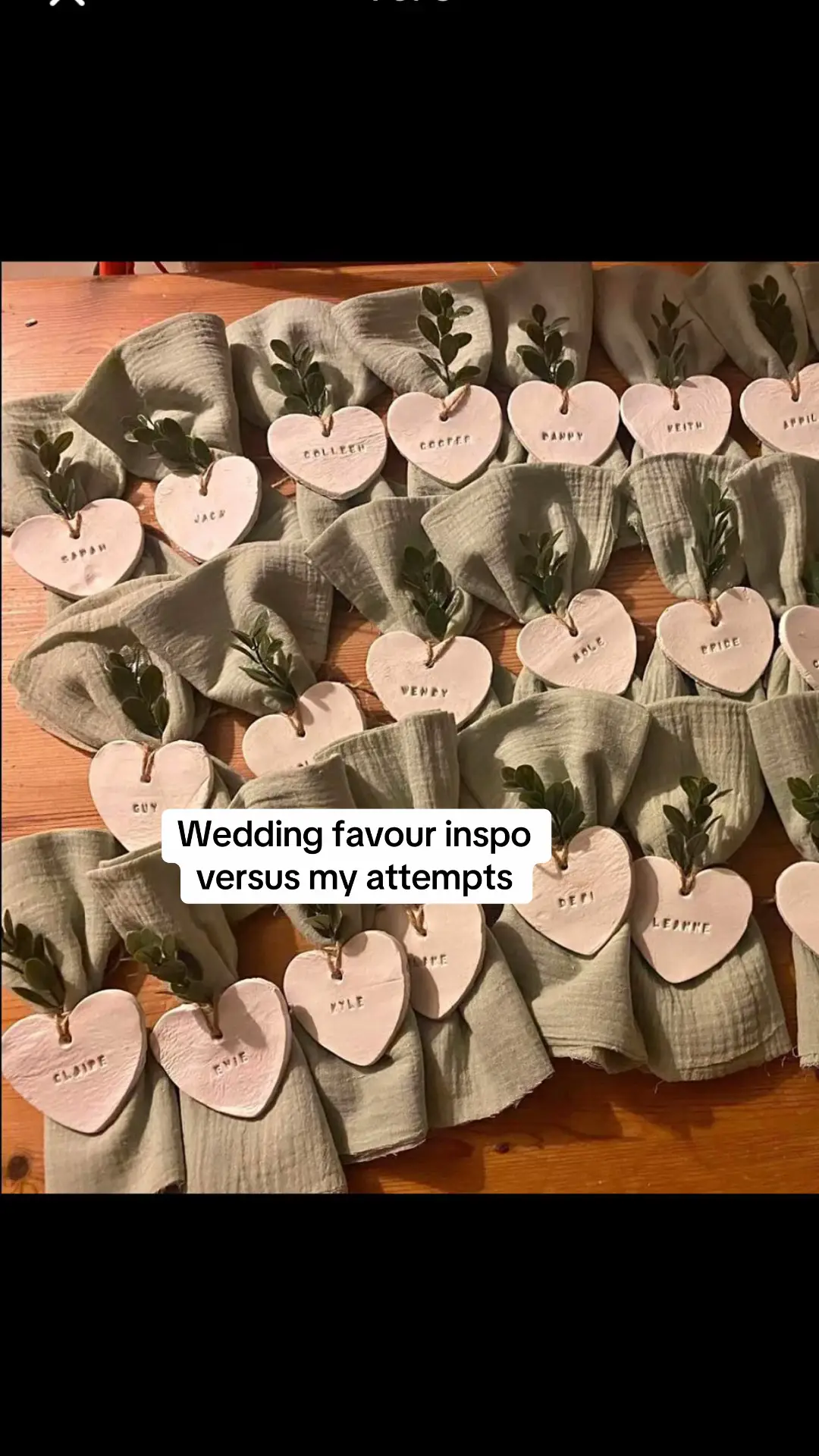 Handmade with love (and a lot of clay dust): shaped, filed, and sealed with Mod Podge from Hobbycraft. Now all that’s left is to add the ribbon and napkins for the finishing touch 💌 DIY bride life = saving pennies, making memories, and getting glue stuck to the dining table at least twice a week 😂💍  #DIYWedding  #bride #WeddingFavours #WeddingDetails #DIYBride 