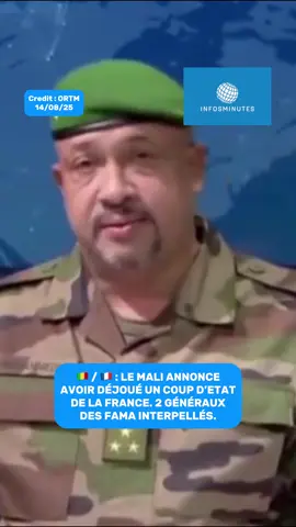 ⚡️ : Les autorités maliennes confirment une tentative de coup d’Etat avec l’interpellation du général Abbas Dembélé et de la générale Nema Sagara. Un ressortissant français suspecté d’être un agent secret a été également interpellé.