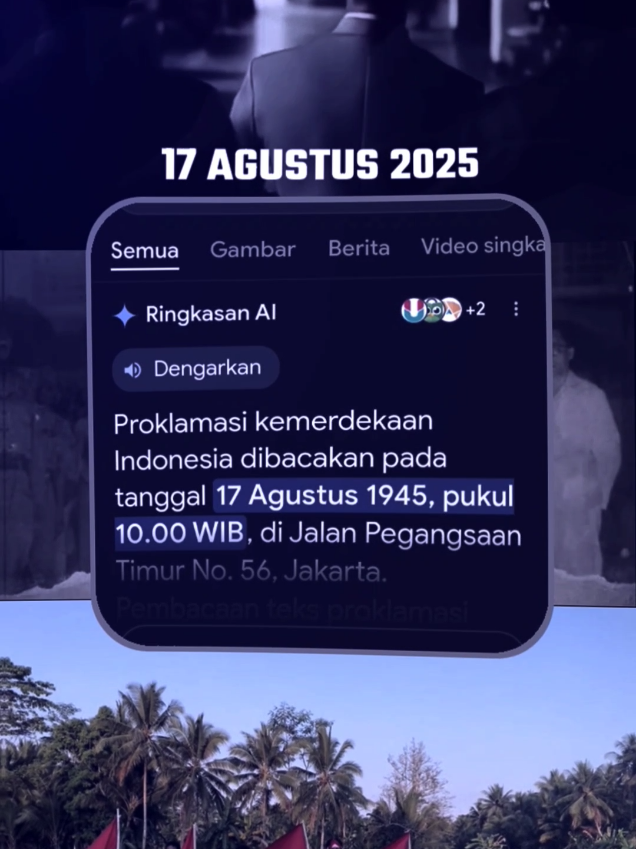 proklamasi kemerdekaan Republik Indonesia di baca kan tanggal 17 agustus di jam 10 WIB Jalan Pegangsaan Timur Nomor 56,  DIRGAHAYU INDONESIA KE 80 TAHUN 🇮🇩 #proklamasikemerdekaan #proklamasidibacakan #fypmerdeka_indonesia🇮🇩🇮🇩 #dirgahagurike80🇮🇩 #merdekaaaaaaaa🇮🇩🇮🇩🇮🇩🇮🇩🇮🇩🇮🇩 