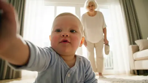 Pedindo desculpa da vovó. #fofo #bebe #ia #rir #inteligenciaartificial 