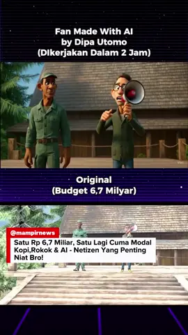 “MampirNews” Viral ‼️ Di satu sisi ada One For All by Perfiki Kreasindo, film Merah Putih dengan budget Rp.6,7 Miliar . Di sisi lain ada karya fan made cuma modal kopi, rokok, dan AI ☕🚬🤖 Netizen pun membandingkan: ‘Yang penting nggak cuma besar modal, tapi juga besar rasa nasionalismenya… dan kuota internetnya!’ Jadi, kalian tim 6,7 Miliar atau tim ngopi sambil render AI nih? 🤭🍿