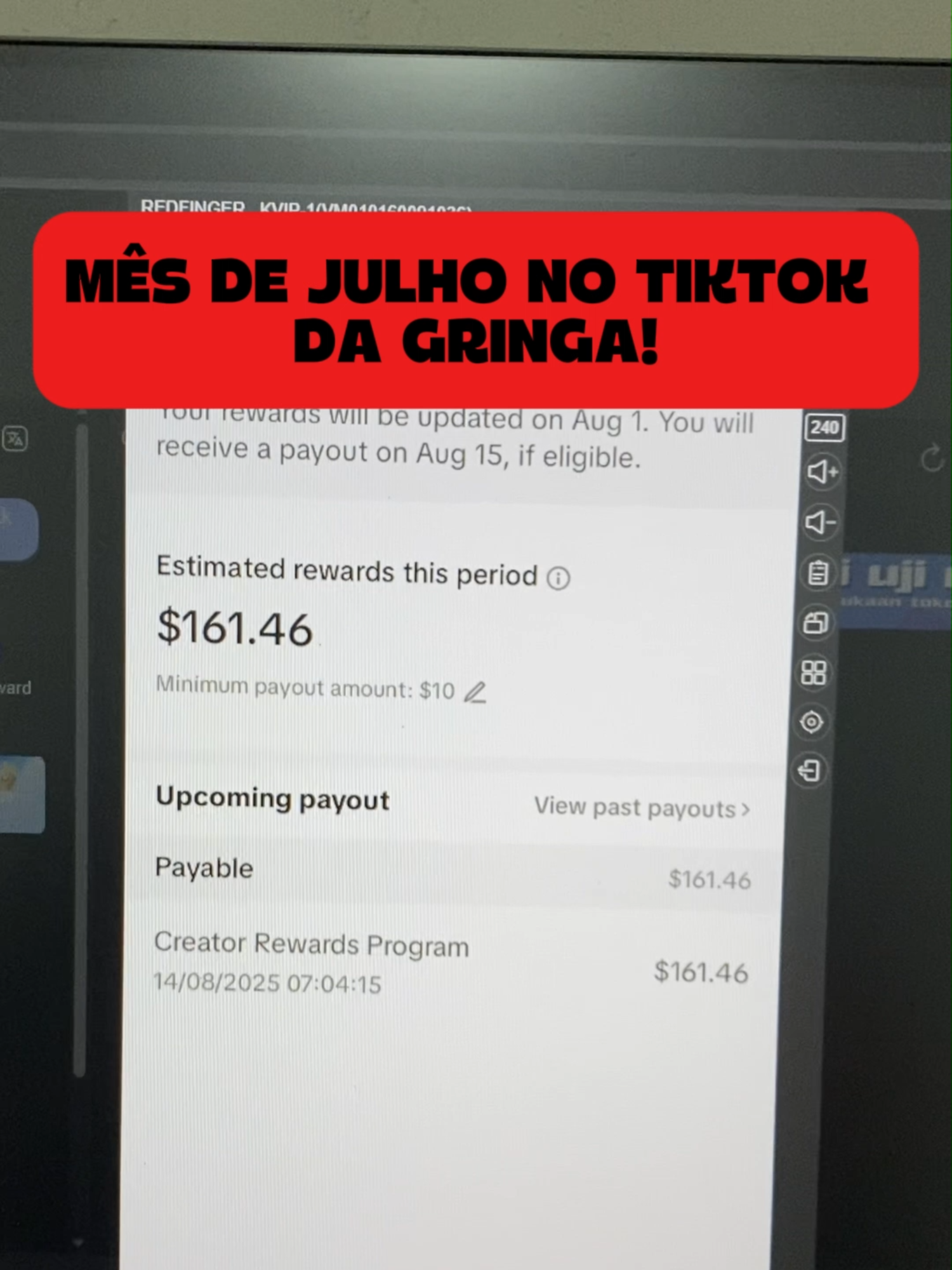 Tiktok na gringa está pagando! #monetizar #videoviral #monetiza #reinounido #gringa