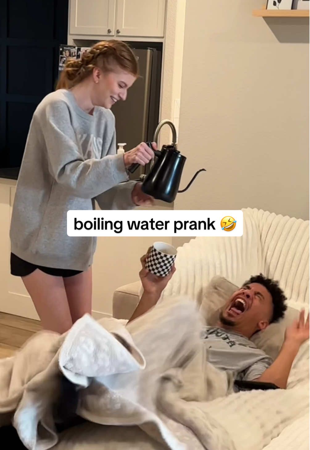 i think he might be tired of me y’all 🤣 #prank #husbandprank #reaction #couplecomedy #trending 