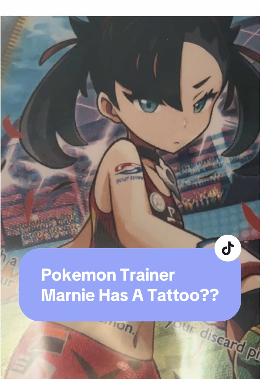 Marnie is a certified baddie 💜💙 What do you think: Is it ink?  #pokemon #pokwmontcg #marnietattoo #pokemontrainer #GamerGirl 