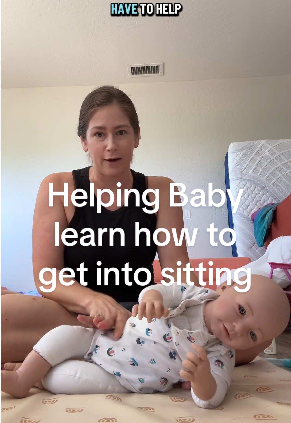 Replying to @cshillz this is ONE way that a baby learns to get into sitting. They also will figure out sitting from a hands and knees position. #babytips #babiesoftiktok #momtok #newborn #babydevelopment #MomsofTikTok #pediatricPT #milestones #crawlingtips #tummytime 