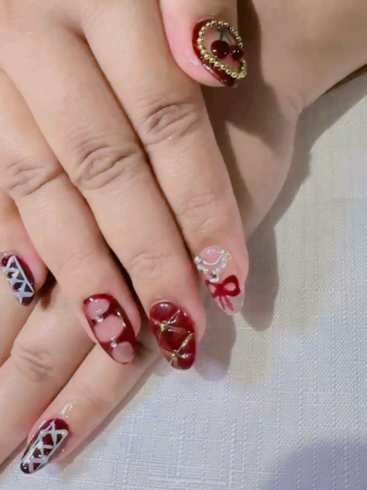 Maroon Full Desain #nailart #tiktok #fulldesain #fypage 