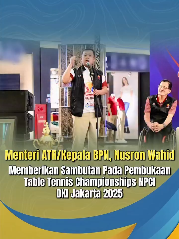 Halo #SobATRBPN, Menteri ATR/Kepala BPN, Nusron Wahid menghadiri sekaligus memberikan sambutan pada acara pembukaan Table Tennis Championships National Paralympic Committee Indonesia (NPCI) 2025. Pada kesempatan ini, Menteri Nusron menyampaikan bahwa acara ini memberikan kesempatan khususnya bagi disabilitas untuk dapat bertanding dan memberikan yang terbaik untuk Indonesia. Simak selengkapnya pada video berikut ya, Sob☝🏼 #IndonesiaLengkap #ATRBPNKiniLebihBaik #ATRBPNMajudanModern #MelayaniProfesionalTerpercaya