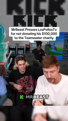 MrBeast Presses LosPollosTv for not donating his $100,000 to the Teamwater charity #mrbeast #adinross 
