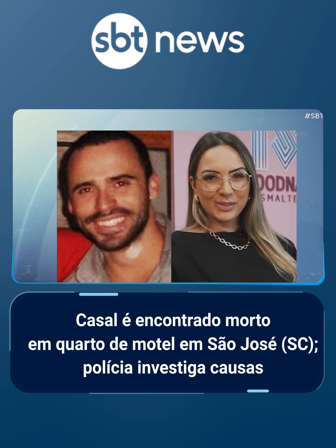 A Delegacia de Homicídios de São José (SC) investiga a morte de um casal encontrado sem vida dentro de um quarto de motel na madrugada de terça-feira (12). Segundo as apurações, eles estiveram em uma casa noturna no domingo (10) e foram localizados cerca de 36 horas depois. A principal hipótese é homicídio, mas a polícia não descarta acidente ou suicídio. O caso segue em investigação. Saiba todos os detalhes no SBT Brasil. #sbtnews #misterio #investigação #policia #crime #casal #motel #crimesreais #saojose #santacatarina #tiktoknews #tiktoknoticias #foryoupage #fyp #sbtbrasil #noticias