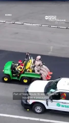 A driver slammed into a construction zone on Route-16 in Washington State hitting several vehicles, including equipment with radioactive material. The driver was arrested for an alleged DUI. David Muir reports. #radioactive #crash #highway #washington #abcnews 