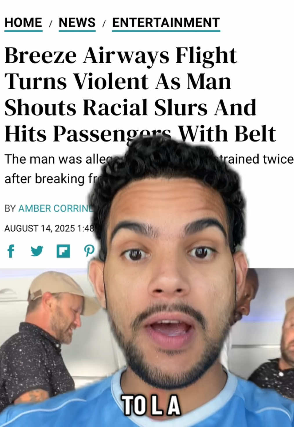 Passenger goes on racist tirade mid-flight, breaks free from restraints TWICE — forcing emergency landing 🚨✈️ #BreezeAirways #FlightDrama #ViralNews #flight #travel 