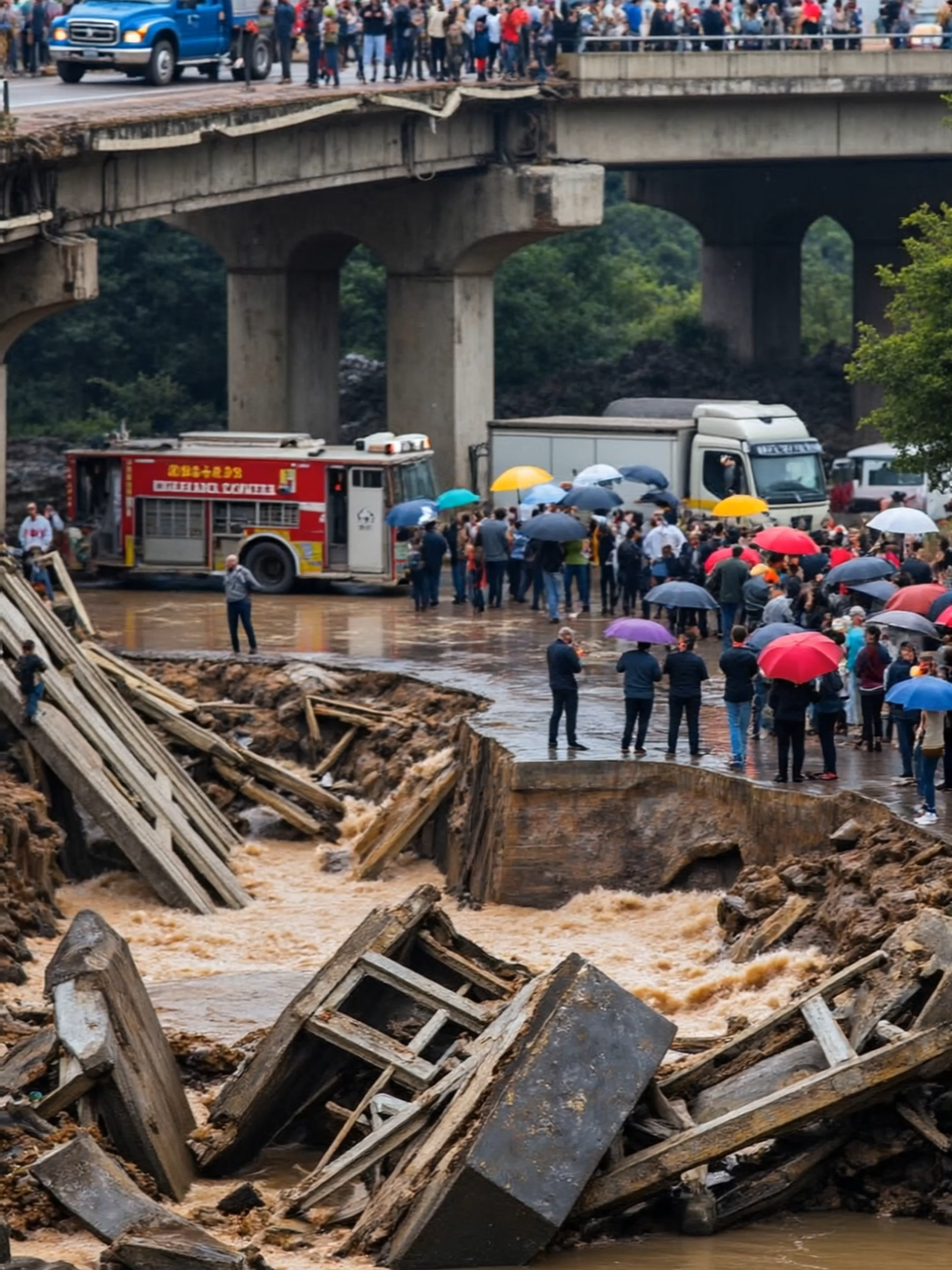 你见过这样的洪水吗？城市高架桥倒塌，场面一片混乱！#disaster  #responsepost  #safety  #tips  #city #shorts