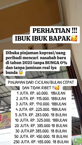 Dibuka pinjaman koprasi/uang peribadi mencari  nasabah baru di tahun 2025 tanpa BUNGA 0% dan tanpa jaminan real iya bunda 😇#promomakanmerdeka #bismillah #bismillah #bismillahfypシ #bismillahfyp #bismillahrame #bismillahirrahmanirrahim #fypdongggggggg #fyp #fyppppppppppppppppppppppp #fypage #fypp #fypviraltiktok🖤シ゚☆♡ #viral #viralvideo #terending #terbaru #terlarisditiktok #2025 #pinjaman #pinjamanuang #4u #4u #4uu #4 #4upage #4upageシ #4up #foryou #foryou #foryoupage #foryoupage❤️❤️ #foryoupageofficiall 