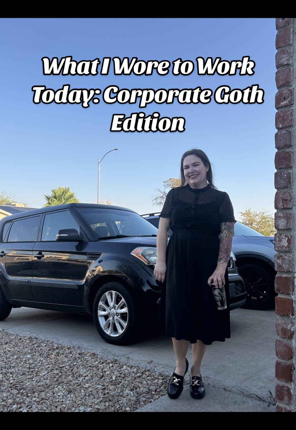 What I wore to work today as the resident office goth 🖤 #corporategoth #gothgirl #softgoth #officegoth #gothfashion 