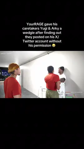 YourRAGE gave his caretakers Yugi & Arky a wedgie after finding out they posted on his X/Twitter account without his permission 😭 #faze #yourrage #streamer #fyp #viral 