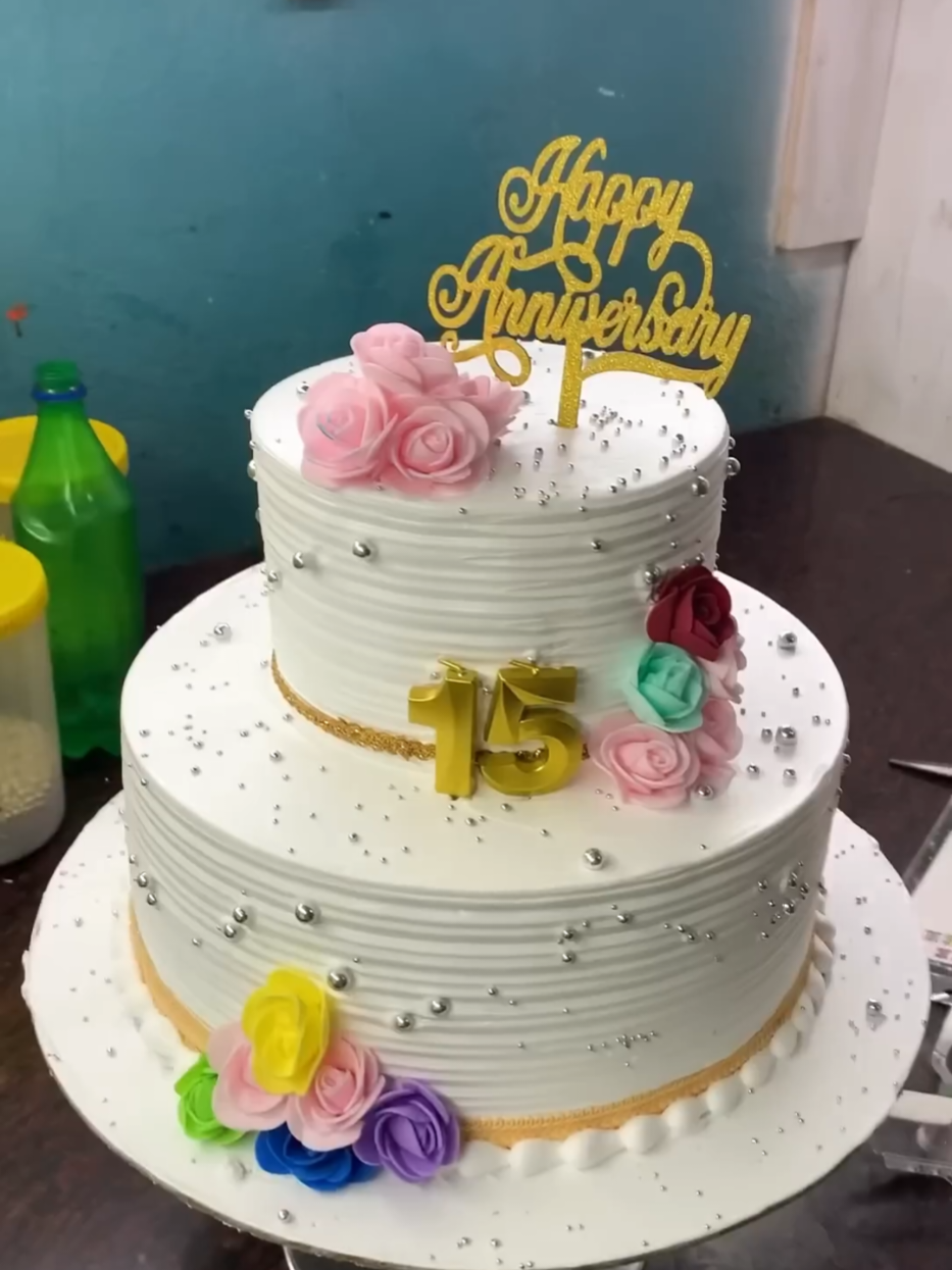 50 Years Anniversary cake decorating #cakemaking #cakeartist #fyp #foryoupage #cakeart 