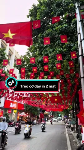 Treo cờ dây tại phố Hàng Lược kết hợp cờ Tổ quốc 80x1m2 ngày Quốc khánh 2/9 #cotoquoc🇻🇳 #cờ #quockhanh2thang9 #xh 