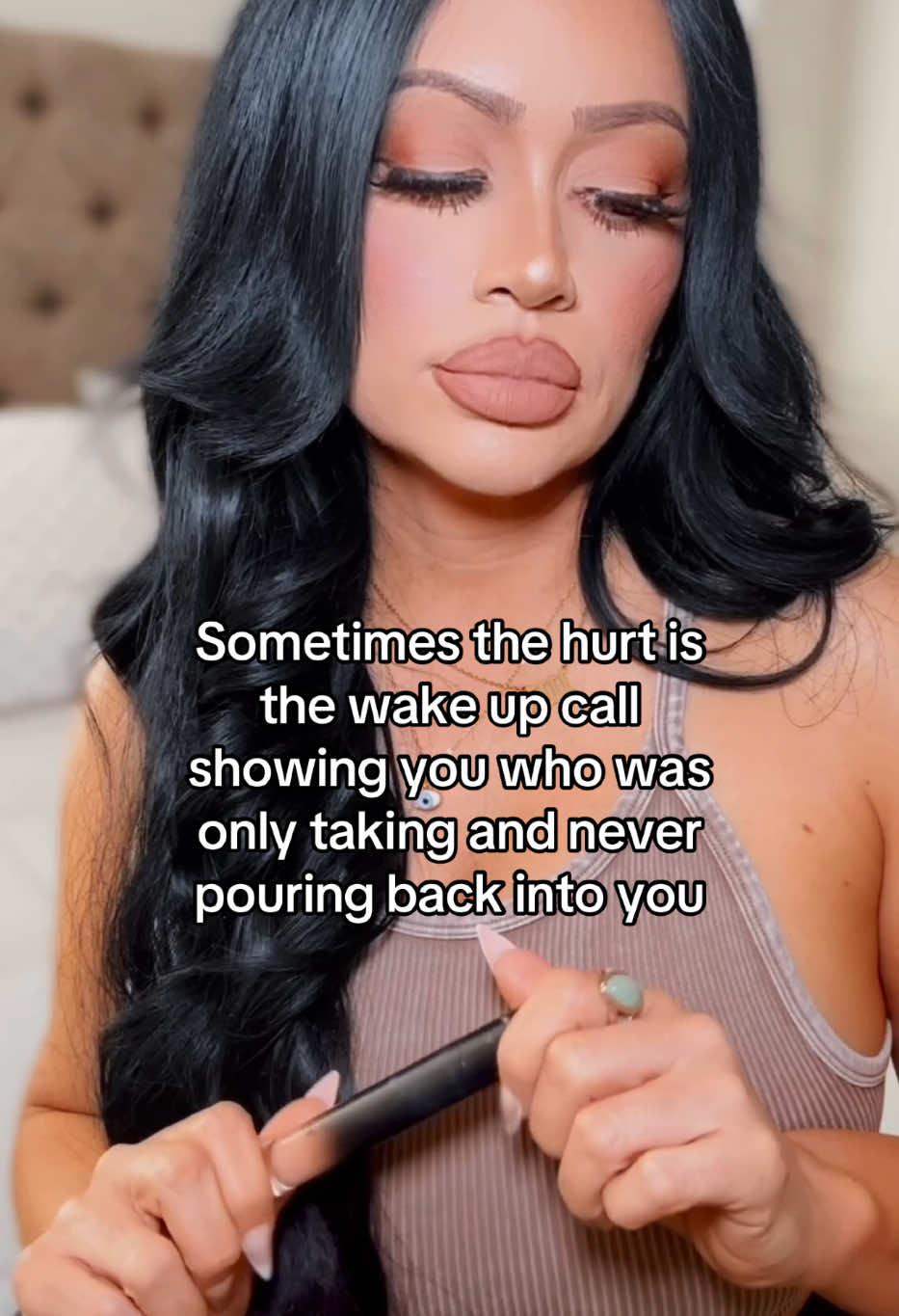 Sometimes the hurt is the wake-up call showing you who was only taking and never pouring back into you. Matte lipstick @Kims Cosmeticss shade Soulmate  #heartbreak #toxicrelationship #emotions 