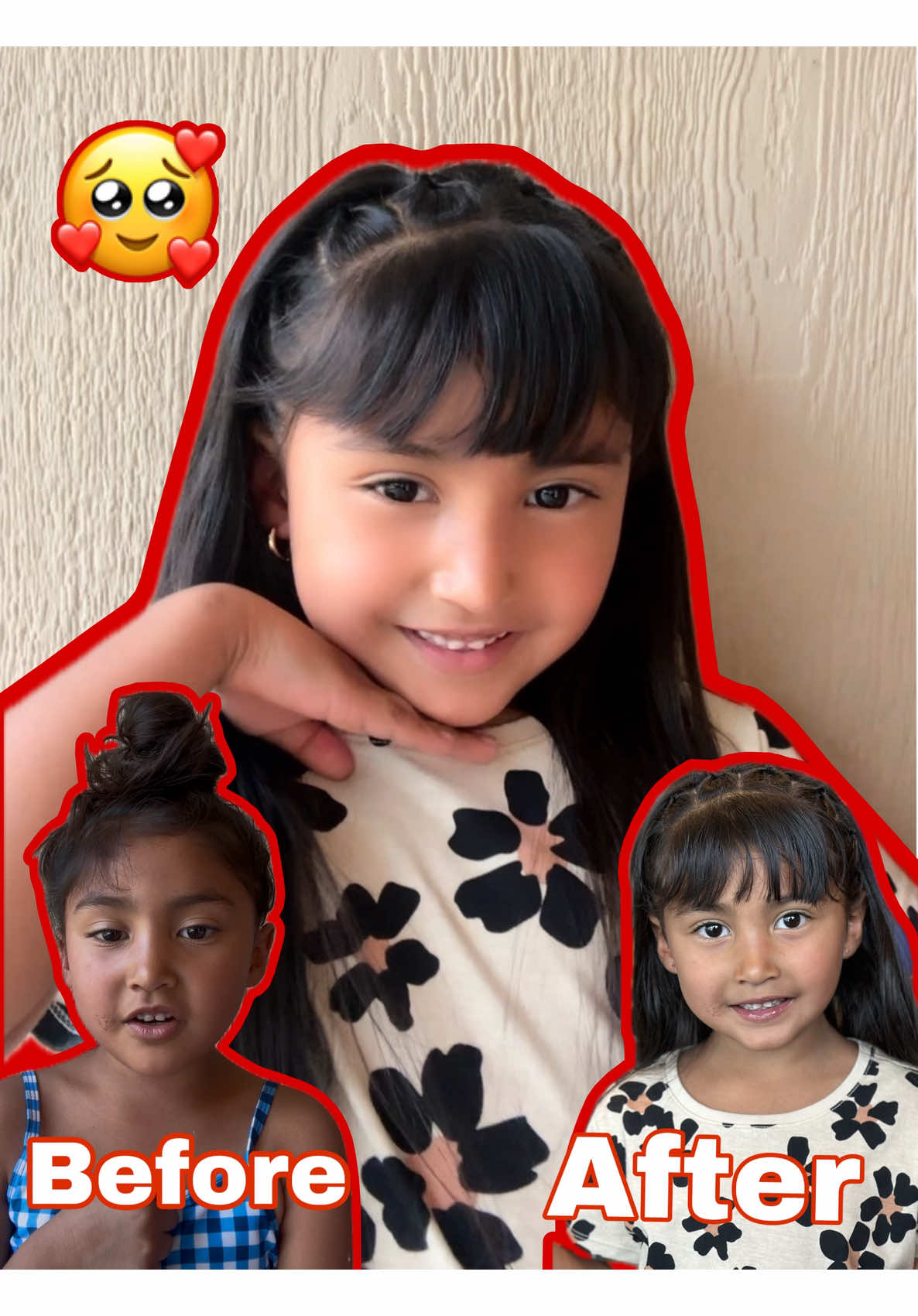 Something a little different for school this year 🥰 Cami loves her bangs she wanted to go to school with a new hairstyles 🥰 #hairtransition #fyp #parati #family 