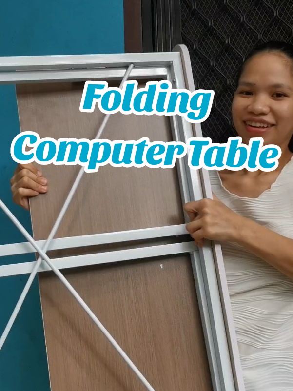Computer folding table #spacesaver #computertable #foldabletable #withwheels #officetable 