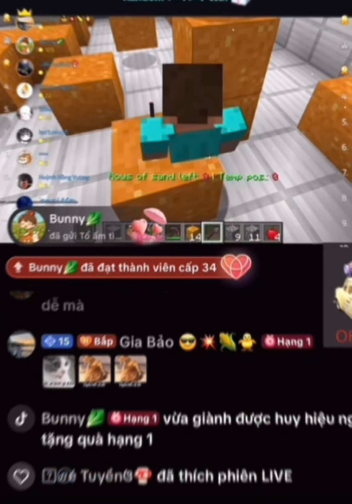 Cảm ơn em nha ❤️ @Bunny🥬 #CapCut #xuhuong #Minecraft #viral #tiktoklive 