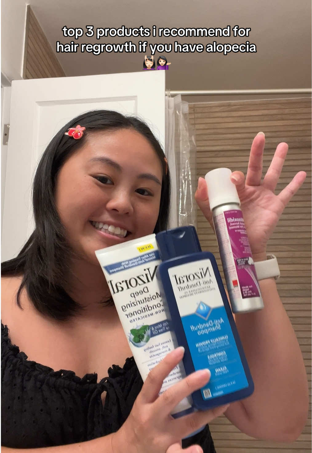 i’ve tried a lot of great products, but here are the top three products I recommend for those experiencing alopecia/hair loss!  all products are linked in my Amazon storefront!!! you can also buy them from my TikTok showcase or at almost any drugstore/pharmacy.  (not an ad btw) #nizoral #minoxidil #minoxidilresult #hairproducts #hairlosssolutions #hairlossremedy #hairlossjourney #hairlosstreatment #rogaine #hairgrowth #hairregrowth #hairjourney #hair #productreview 