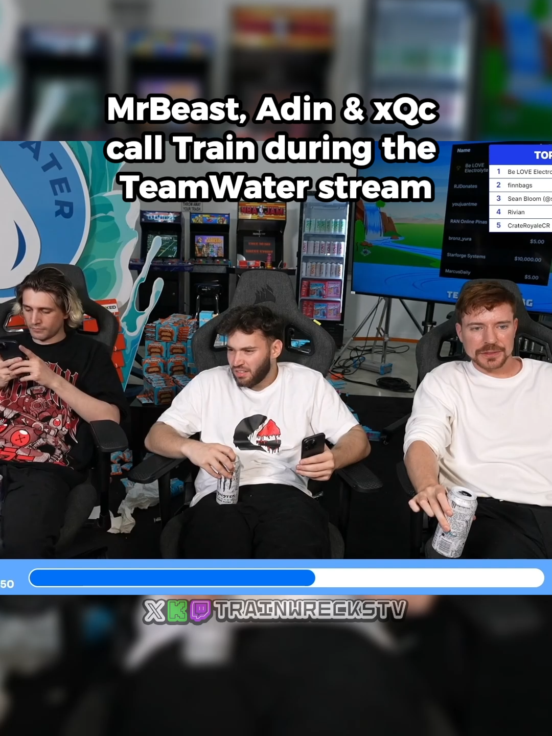 MrBeast, Adin & xQc call Train during the TeamWater stream #fyp #trendingvideo #viral #trainwreckstv #adinross #xqc#mrbeast