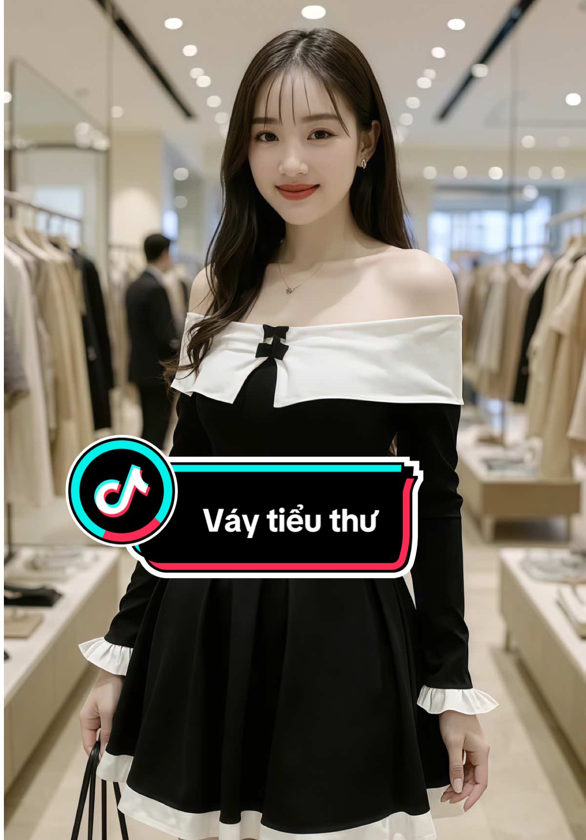 Váy trễ vai tiểu thư bo tăm dáng xoè phối hai nơ nhỏ duyên dáng tự tin toả sáng #vayxinhmoingay #setdoxinh #trendingfashion #thoitrangnu #fypviralシ 