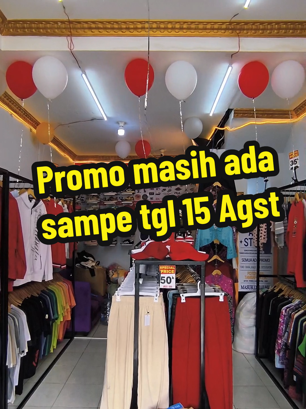 Alamatnya bisa cari di Google  ADW THRIFT STORE Buka 6:30 - 21:00 WIB ada promo sepatu potongan 200K Hingga 15 Agustus 2025