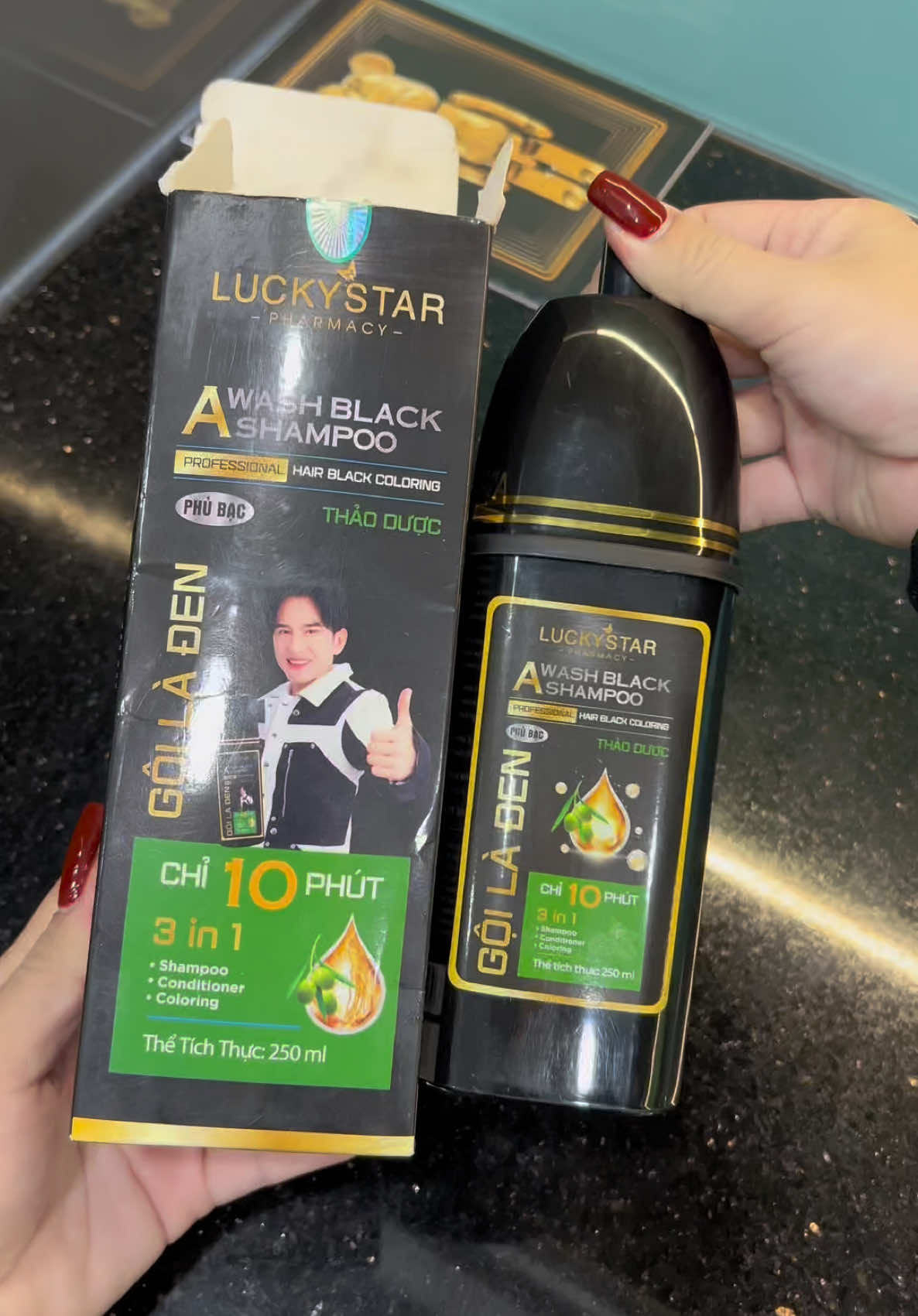 Dầu gội phủ bạc Thảo dược Luckystar gội là đen##emkieutaphoa##daugoiphubac##luckystar##daugoiphubacluckystar
