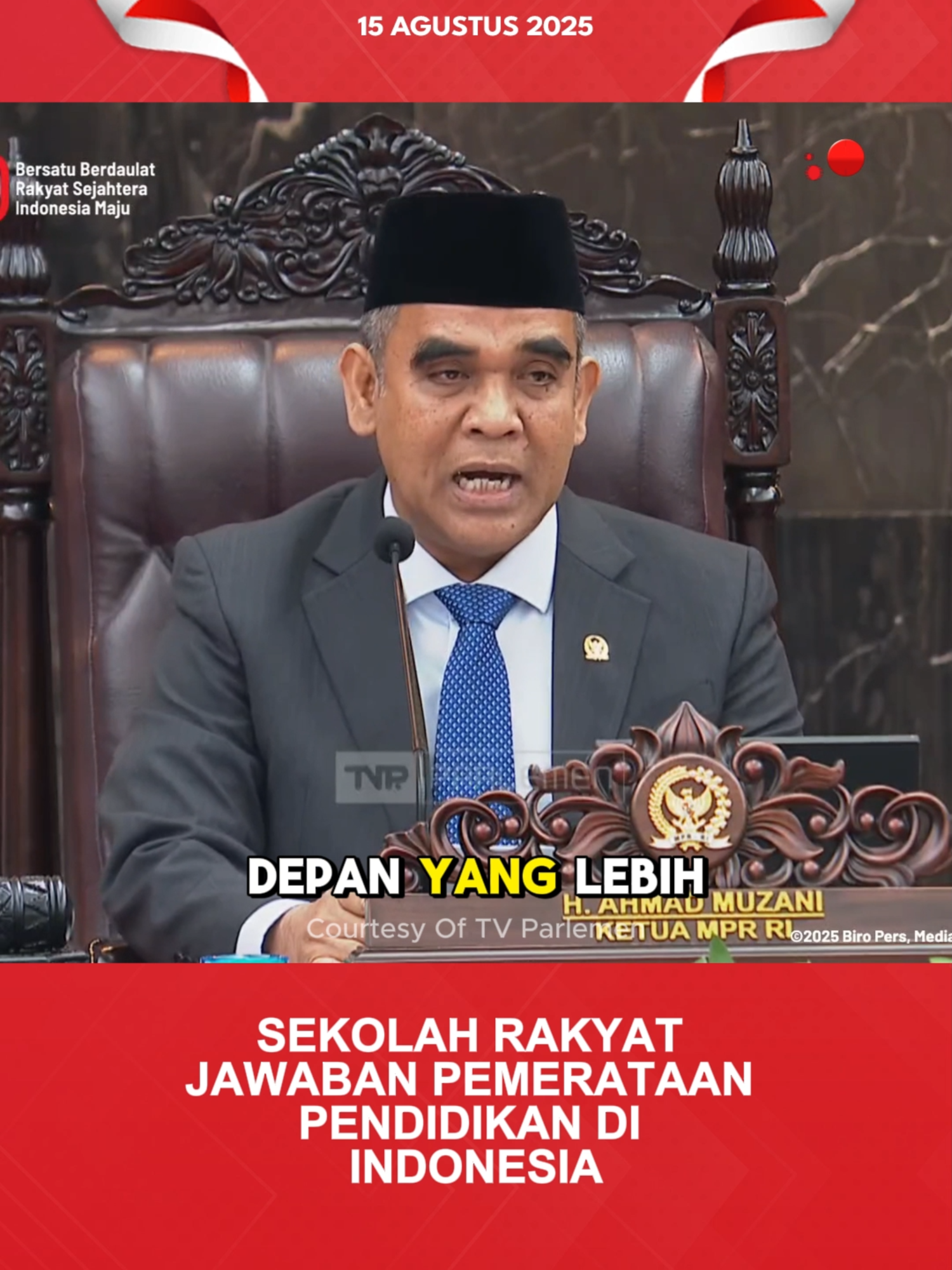 Ketua MPR RI Ahmad Muzani mendukung keberadaan program Sekolah Rakyat dari pemerintahan Presiden Prabowo Subianto. Sekolah Rakyat bahkan menjadi jawaban untuk mewujudkan pemerataan pendidikan di Indonesia. #sinpotv #DPR #MPR #DPD #SidangTahunan #sekolahrakyat #AhmadMuzani