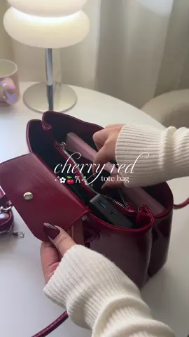 main character energy unlocked with my new cherry tote bag🍒 #totebag #shoulderbag #bagforwomen #bags #whatsinmybag 