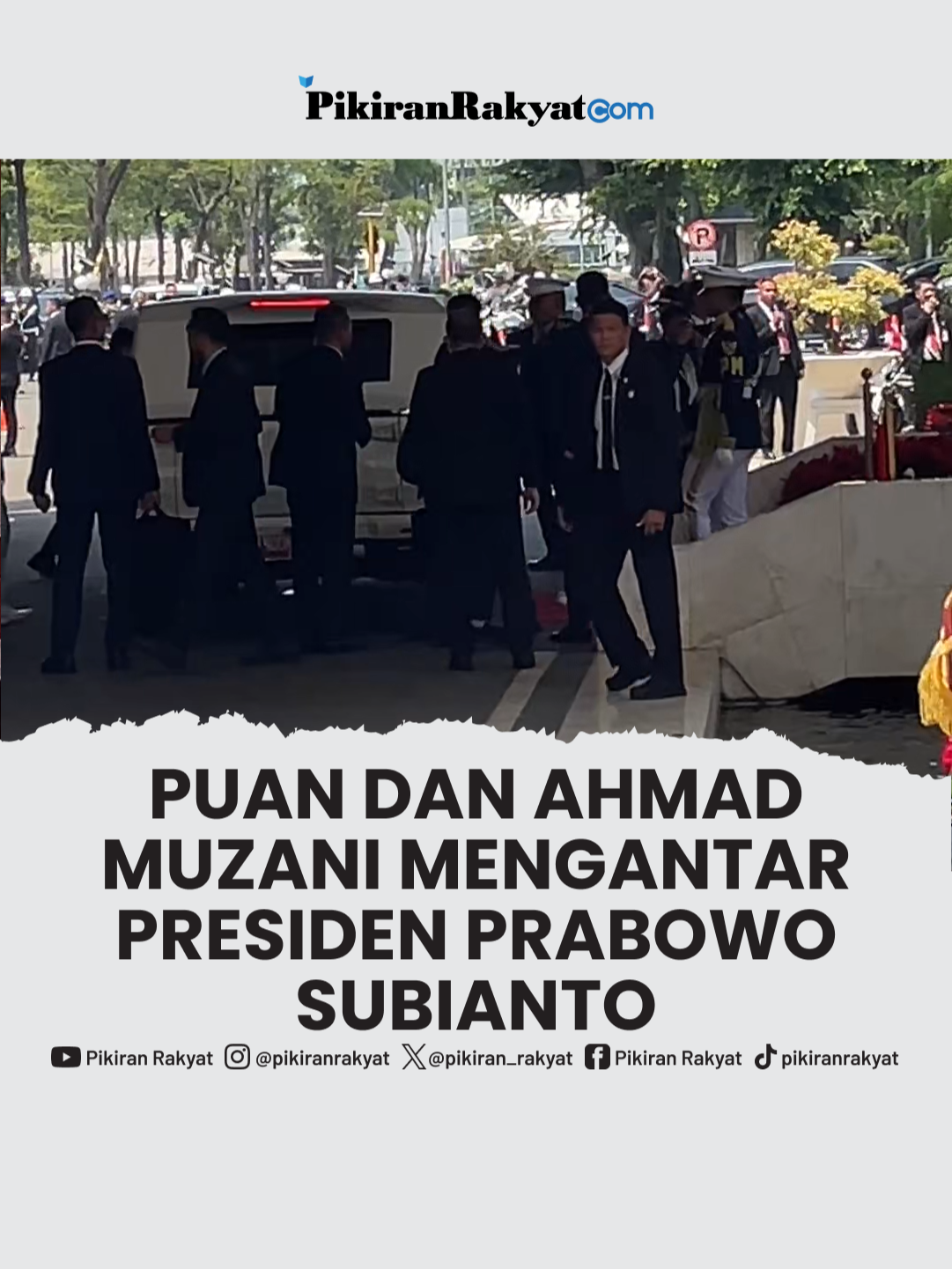 Momen Ketua DPR RI Puan Maharani dan Ketua MPR RI Ahmad Muzani mengantar Presiden Prabowo Subianto hingga menaiki mobil kepresidenan usai menyampaikan pidato kenegaraan dalam Sidang Tahunan MPR/DPR/DPD, Jumat, 15 Agustus 2025. *** Asep Bidin Rosidin/PRMN