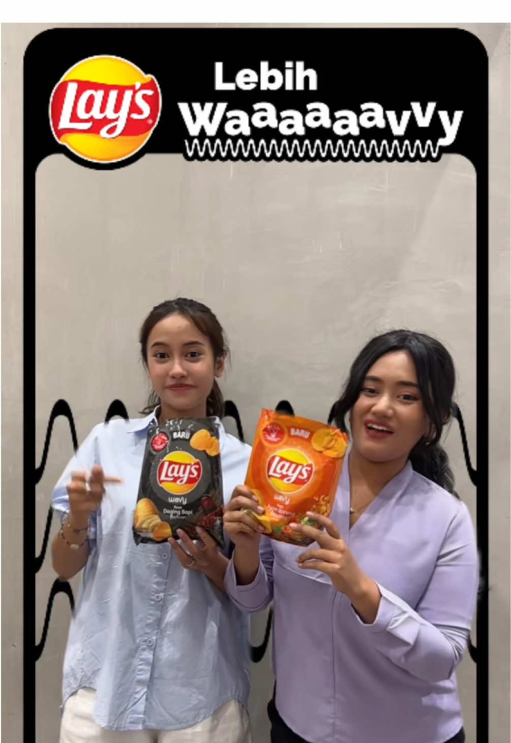#LaysWavyChallenge yuk cobain kenikmatan @Lay's Indonesia yang bisa bikin kalian terrr WwaaaaAaaVvYyy WwAaVy, jangan lupa cobain filternya dan tunjukkin serunya goyang Wavy versi kalian @vhenny24  @NatNatlif3  @Jiesun Khan 