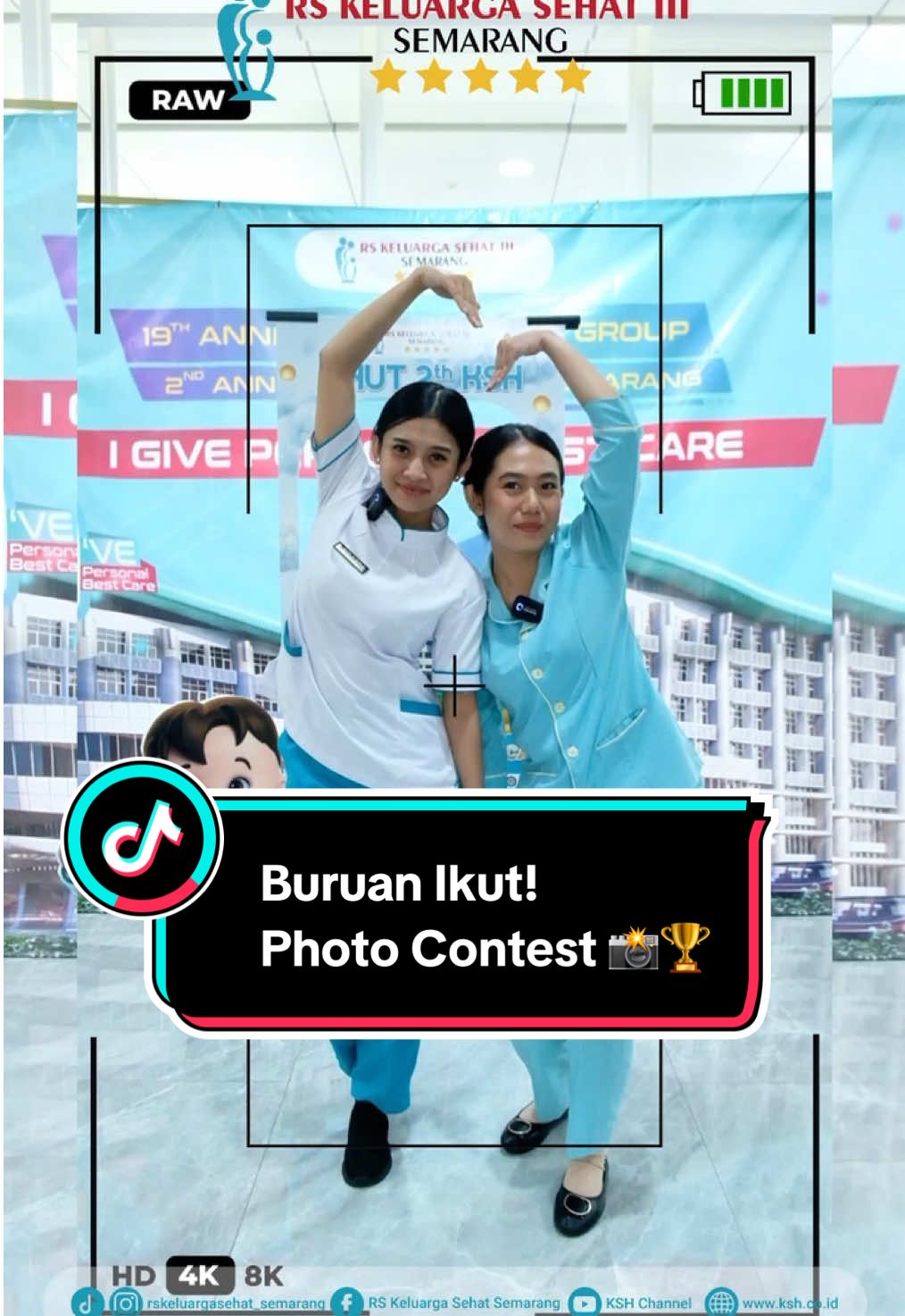 Hai Sobat KSH🫶🏻 📸✨ Ikut Seru-seruan di Kontes Photo Booth HUT ke-2 RS Keluarga Sehat III Semarang! ✨📸 Mau foto kece + berkesempatan menang hadiah menarik? Yuk ikutan caranya gampang banget! Cara ikut serta: 1️⃣ Kunjungi booth foto kami di area RS Keluarga Sehat III Semarang 🎉 2️⃣ Pose sekreatif mungkin & ambil foto terbaikmu 📷 3️⃣ Upload di Instagram feed kamu 4️⃣ Mention & tag @rskeluargasehat_semarang 5️⃣ Gunakan hashtag: #HUT2thKSH #PhotoboothKSH 6️⃣ Pastikan akun IG kamu tidak di-private biar juri bisa melihat postinganmu 👀 🗓 Periode lomba: Hingga 6 September 2025 🏆 Pemenang akan diumumkan di akun Instagram RS Keluarga Sehat Semarang! Jangan lewatkan keseruannya—karena momen HUT ke-2 ini cuma sekali, tapi fotomu bisa jadi kenangan selamanya 💖 Salam Keluarga Sehat💙 ————————— Informasi Lebih Lanjut & Pendaftaran: 📱WA Admisi: 0823-3268-9622 📱WA Humas: 0858-9066-1111 📞IGD : 0823-3268-9587 🚨Ambulance: 089-8099-1111 ————————— RS Keluarga Sehat III Semarang Jl. Puri Anjasmoro No.G1 / 28 Kota Semarang ————————— 🔥Yuk, Follow & Support Kami di Media Sosial : Facebook : Rumah Sakit Kshsemarang IG : rskeluargasehat_semarang TikTok : rskeluargasehat_semarang YouTube : RS Keluarga Sehat III Semarang ————————— Digital Health For Patient Safety #HUTKSH3Semarang #PhotoboothKSH #RSKeluargaSehat #LombaFoto #SemarangEvent #HUTRSKeluargaSehat