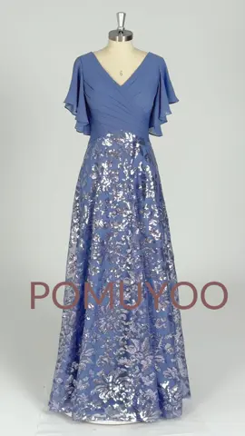 Do you like this chiffon & sequins long dress? #chiffondress👗 #weddinginspo2025 #formaldress #wedding #bluewedding💙 #momdress #mobdresses 