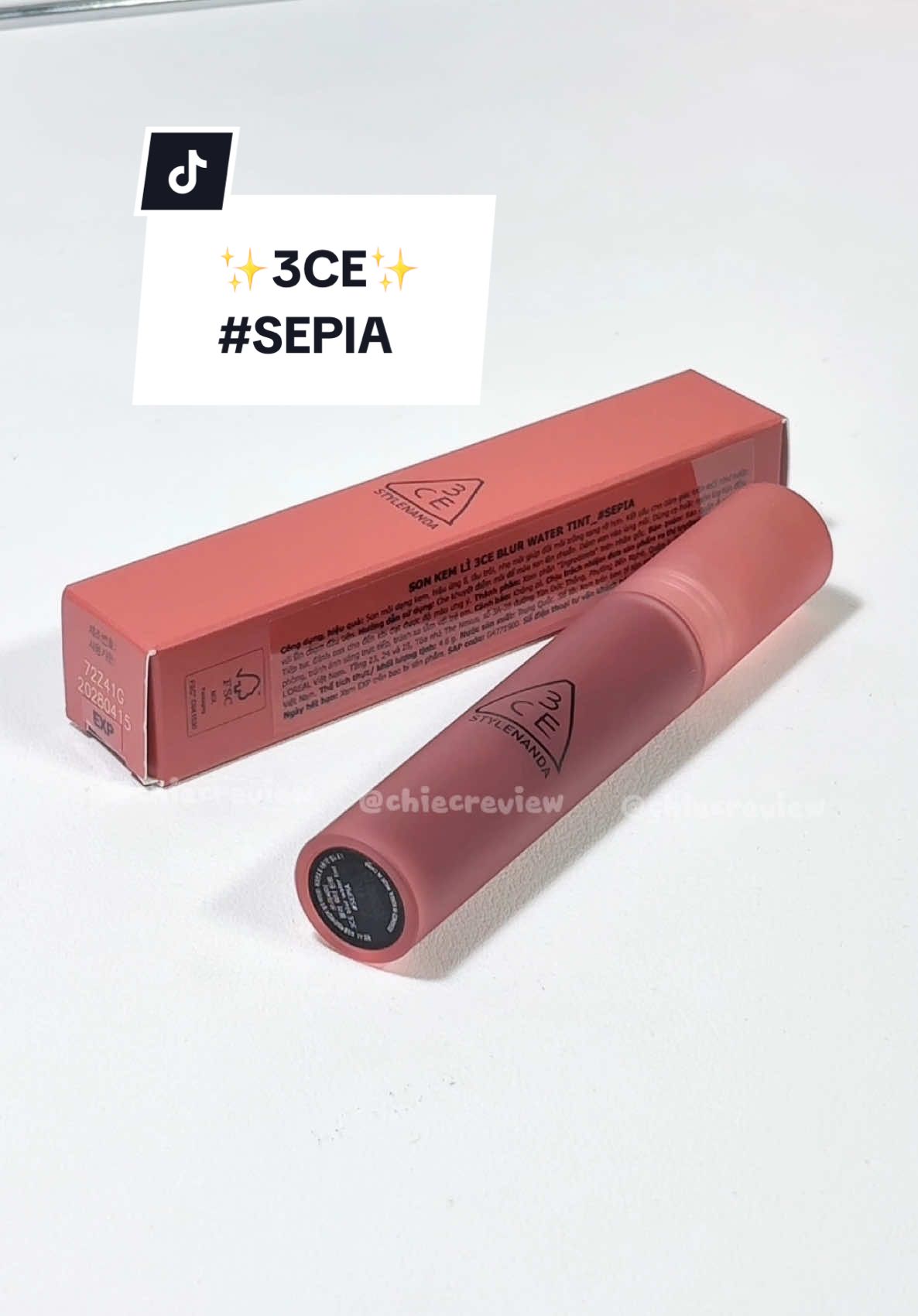 3CE Blur Water Tint - Sepia ✨🍒 #3ce #3cesepia #blurwatertint #chiecreview #liptint 