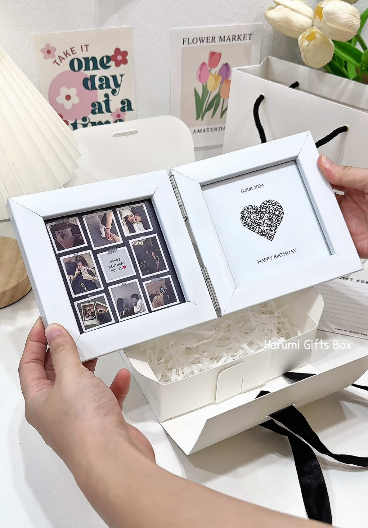 Set quà đặc biệt của nhà Harumi kèm lời nhắn yêu thương đặc biệt gửi tới người yêu ❤️❤️ #handmade #gift #qrtinhyeu #harumigiftsbox 