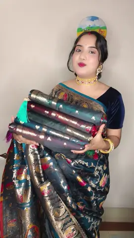 ময়ূরপঙ্খী মোটিভ এর পিওর রাজস্থানী কাতান শাড়ি!