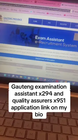 #creatorsearchinsight  Gauteng examination assistant x294 and quality assurers x951 application link is on my bio #gauteng #examassistant #job #student 