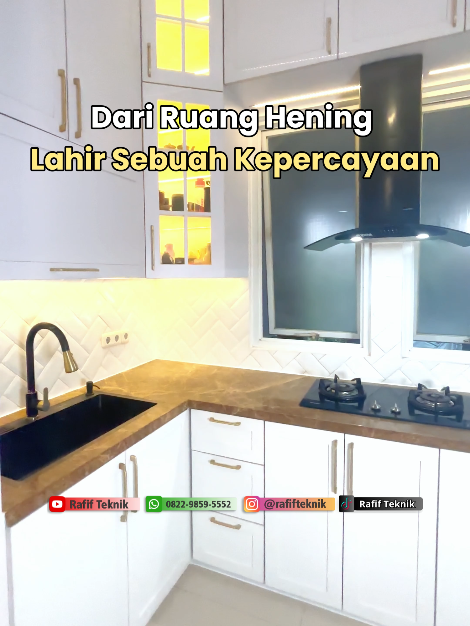 “Dari sebuah ruang hening, lahir lah sebuah kepercayaan untuk membuat kitchen set aluminium dengan kuat dan tahan lama” Ketika dapur dan interior rumah dirancang dengan benar, segalanya terasa lebih mudah — memasak jadi menyenangkan, berkumpul jadi hangat, dan hari-hari terasa lebih tertata. Di Rafif Teknik, kami percaya bahwa desain bukan hanya soal bentuk, tapi juga fungsi, kenyamanan, dan cerita di baliknya. ⠀ Mulai dari kitchen set bergaya Japandi minimalis, storage tersembunyi yang efisien, hingga finishing premium yang tahan lama — semua kami kerjakan dengan presisi & kualitas tinggi. 📍Custom by request 📐Gratis konsultasi desain 🏠 Untuk hunian modern yang hidup & bernilai 💬 Konsultasi GRATIS 📞 0813-1313-3045 📱 Instagram: @rafifteknik | YouTube: Rafif Teknik 📍 Lokasi workshop: Tapos, Depok 📲 Klik link di bio atau DM sekarang untuk info & estimasi harga! #kitchenset #kitchensetaluminium #dapur #tiktok #fyp