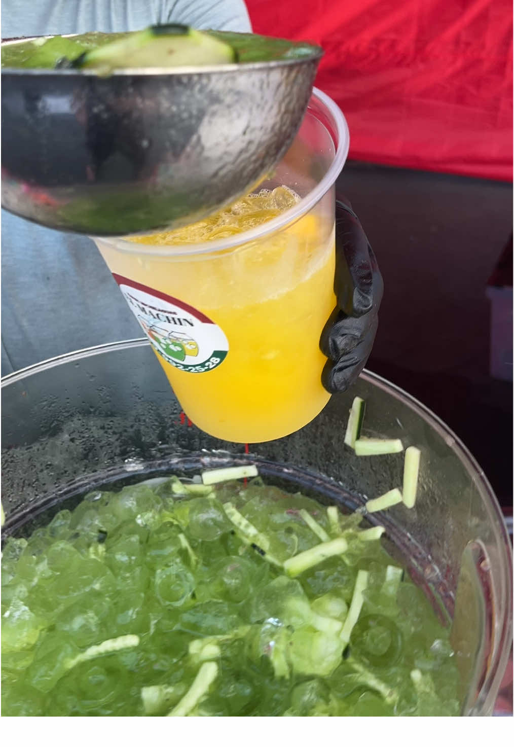 Cucumber Limeade mixed with Mango Pineapple Agua Fresca from Fresh Michelaguas @Los Feliz Night Market 