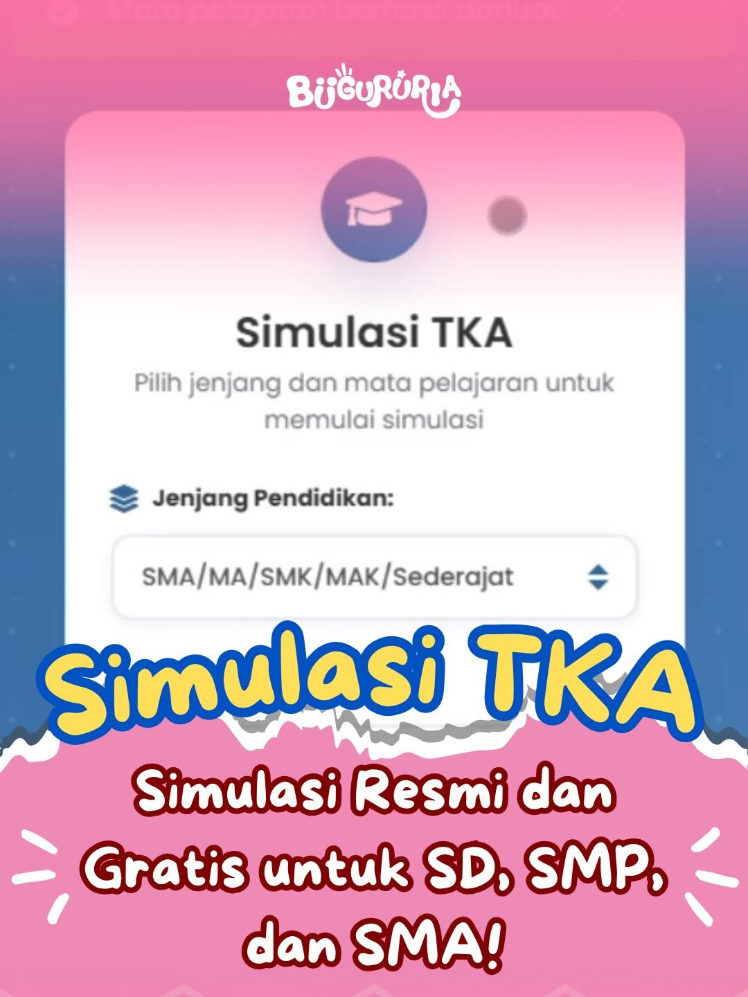 📢 RESMI & GRATIS! Pusmendik Rilis Simulasi TKA untuk SD, SMP, SMA! 💻✨ Bapak/Ibu Guru & Orang Tua, nggak perlu bingung lagi cari latihan TKA! Yuk, manfaatkan sumber paling valid dan resmi dari pemerintah. 😉 Simulasi ini penting banget karena: ✅ RESMI dan dibuat sesuai kerangka asesmen asli. 📄 Membiasakan siswa dengan format & tingkat kesulitan soal TKA. 👍 GRATIS diakses kapan saja, di rumah atau di sekolah! Ini cara terbaik agar anak-anak lebih siap & percaya diri menghadapi ujian. Mau link simulasinya & panduan lengkap cara pakainya? 👇 Komen “SIMULASI”! Nanti BuGuruRia kirim ke DM. 🎬 Tutorial langkah demi langkah juga ada di video YouTube BuGuruRia ya! (Link di bio) Dari aku, BuGuruRia… Karena persiapan yang tepat bikin ujian lebih ringan. 💛 #SimulasiTKA #AsesmenNasional #Pusmendik #TKA2026 #BuGuruRia #TipsGuru #PersiapanUjian #InfoPendidikan #Kelas6 #Kelas9 #Kelas12 #UjianSekolah