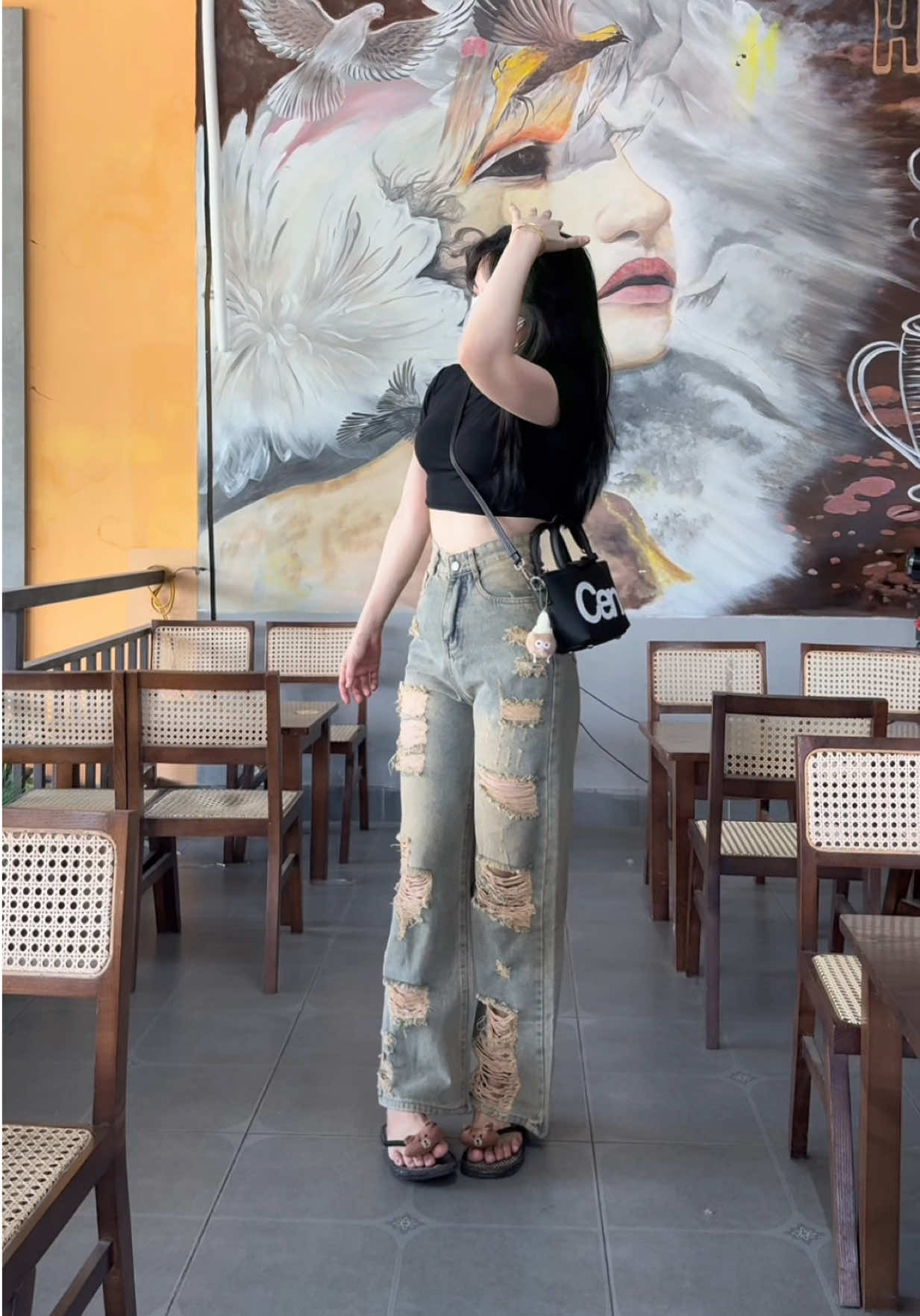 Quần jean ống suông rách#quanjeanongsuongrach #quanjeanrach 
