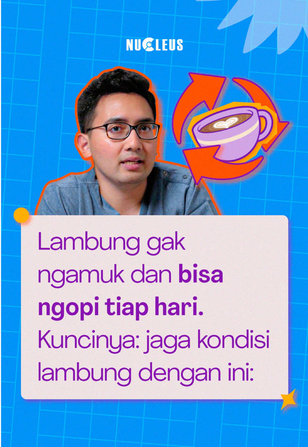 Ngopi tapi punya asam lambung? Rasanya kayak hubungan toxic, pengen banget tapi takut sakit. Dulu aku pikir solusinya cuma satu: stop kopi. Tapi ya gimana, kerjaan dan mood aku tuh baru hidup kalau udah ngopi. Ternyata masalahnya bukan di kopinya doang, tapi di kondisi lambung aku sendiri. Studi terbaru dari China bilang, salah satu penyebab GERD adalah ketidakseimbangan bakteri di lambung, di mana bakteri jahat lebih dominan daripada bakteri baik. Nah, kondisi ini bikin lambung gampang luka dan asam lambung gampang naik. Sekarang aku lebih fokus ngerawat lambung dari dalam dengan rutin minum PRO EM1 Original @proem1indonesia, probiotik cair dengan 7 jenis bakteri baik hidup dan aktif. Cair, gampang diminum, dan bikin perut lebih anteng walau kopi tetap jalan. Jadi, jangan buru-buru nyalahin kopi. Rawat dulu lambungnya, baru deh ngopi bisa tenang tanpa drama. Follow @nucleus.health dan share info ini biar lebih banyak teman ngopi yang aman dari drama asam lambung. #PROEM1 