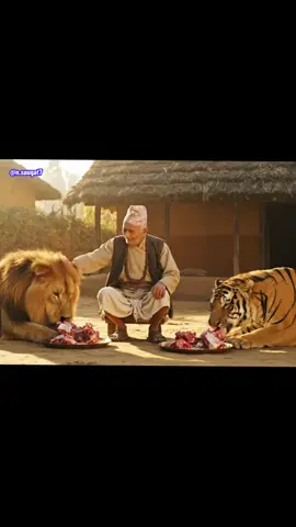 न्यौपाने को छोरो 😀 #lion #tiger #nyaupane #neupane #nepal  ( Ai generated video made for entertainment)