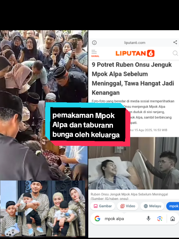 momen haru saat pemakaman almarhumah Mpok Alpa, keluarga dan anak-anaknya menaburkan bunga diatas pusara #kabardukacita #mpokalpa #meninggaldunia #pemakaman 
