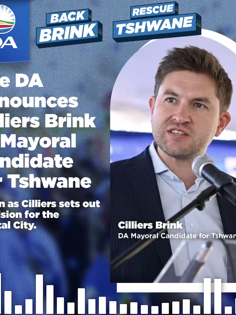 📌 “I am ready to lead Tshwane to end corruption, clean up our streets, deliver water in taps, rebuild infrastructure and build a capital city that works for its people.” – Cilliers Brink  Back DA's Cilliers Brink for Tshwane Mayor!  #RescueTshwane