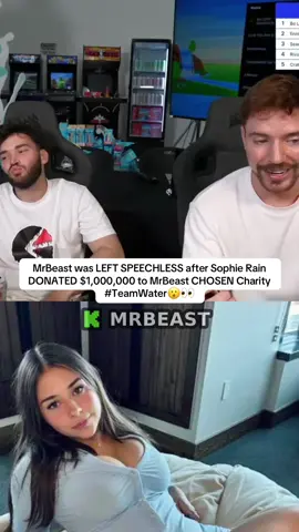 MrBeast was LEFT SPEECHLESS after Sophie Rain DONATED $1,000,000 to MrBeast CHOSEN Charity #TeamWater😮👀#mrbeast #fyp #sophierain #bophouse 
