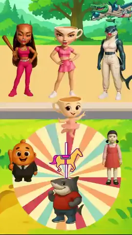 Ballerina Cappuccina lấy nhầm búp bê trò chơi con mực #brainrot #nobita #squidgame